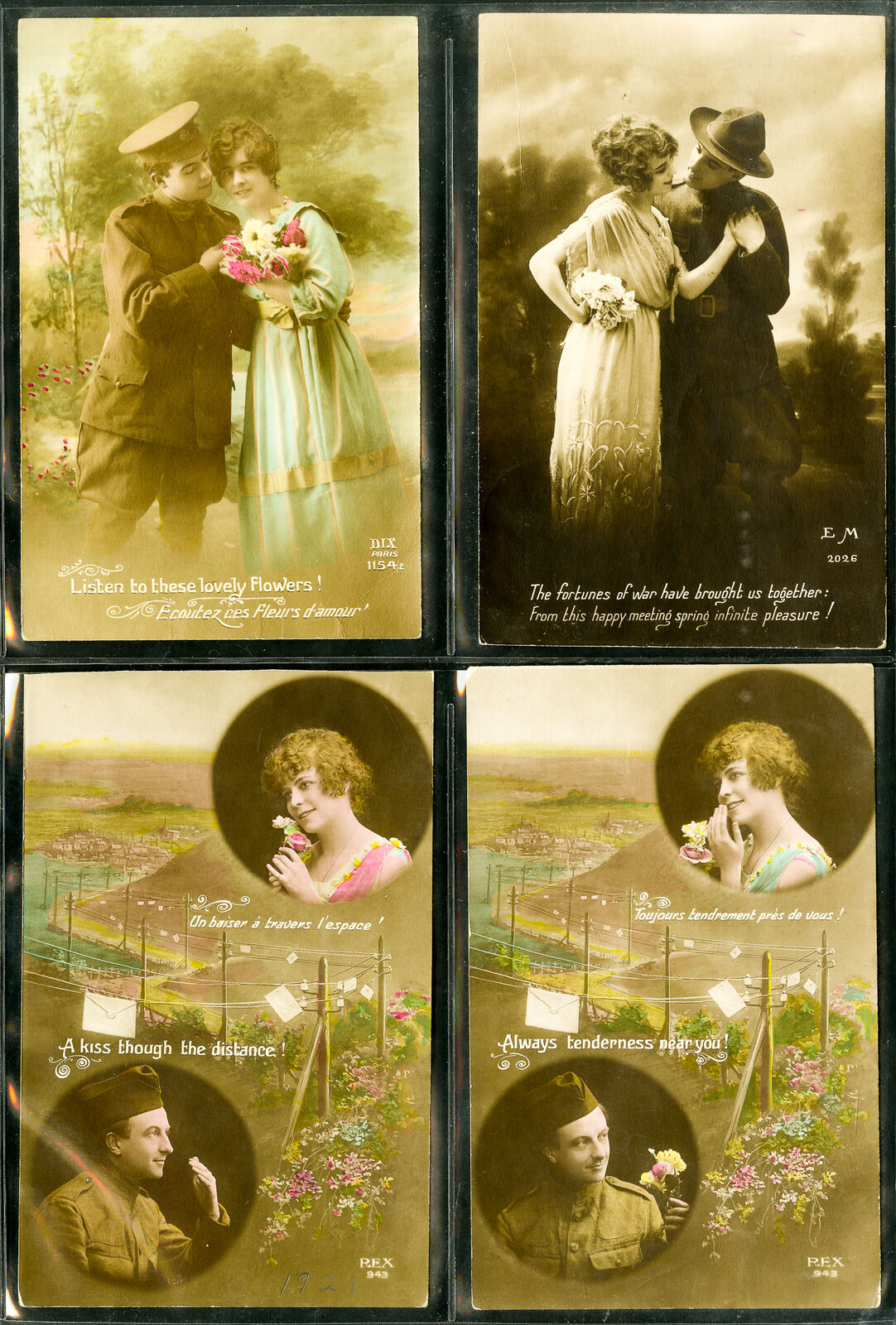 WWI 4 VF Unusual Lover Picture Postcards