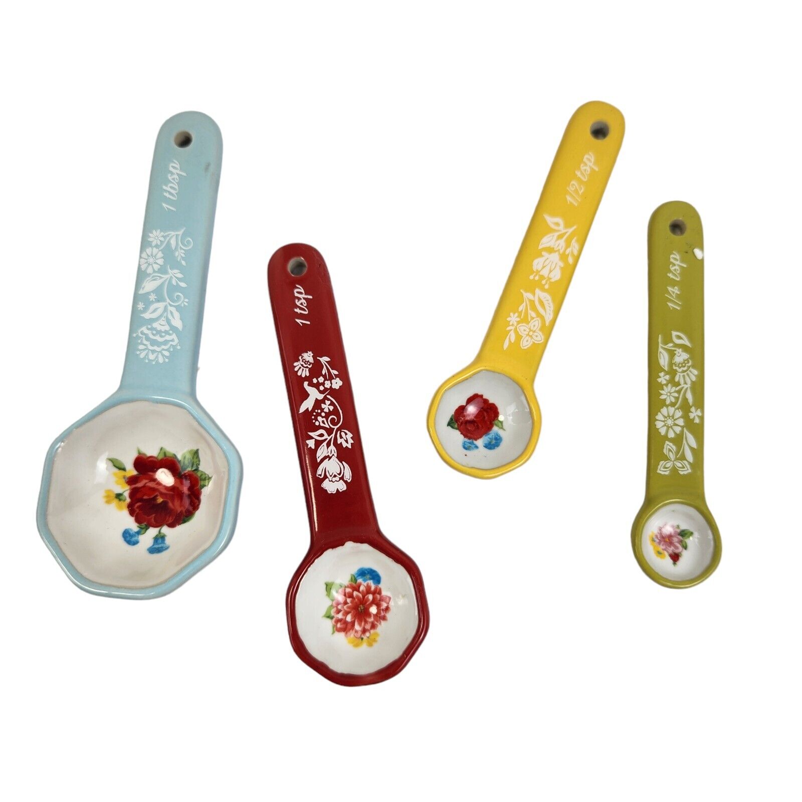 The Pioneer Woman Floral Stoneware Ceramic Measuring Spoons Set of 4