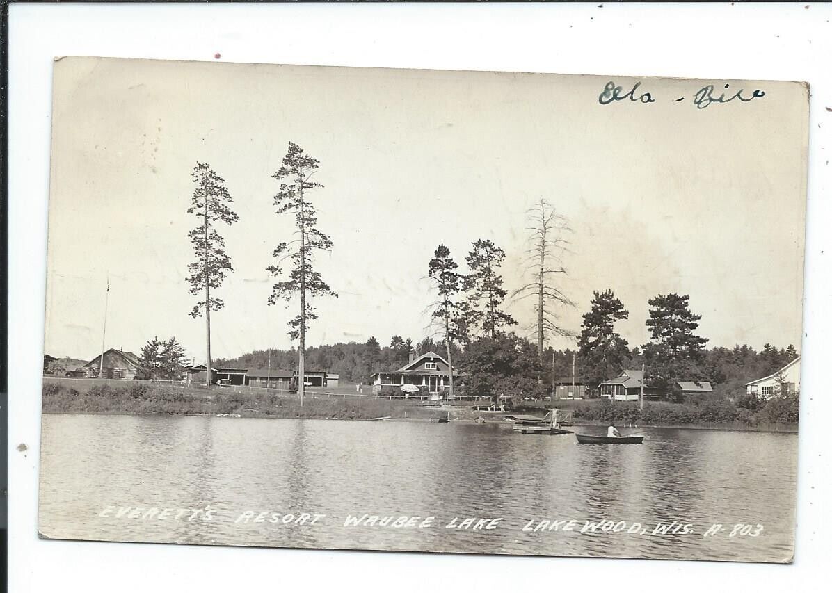 Real Photo Postcard Post Card Lakewood Wisconsin Wis Ws Everetts Resort