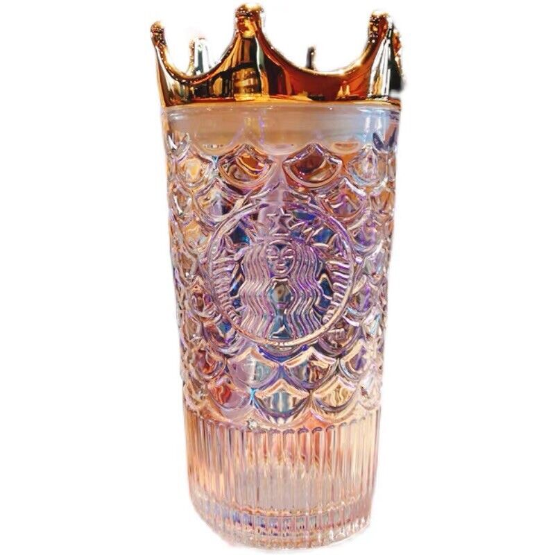 New Starbucks 2022 China Valentine\'s Day Crown Fish Scale Tumbler Straw Cup
