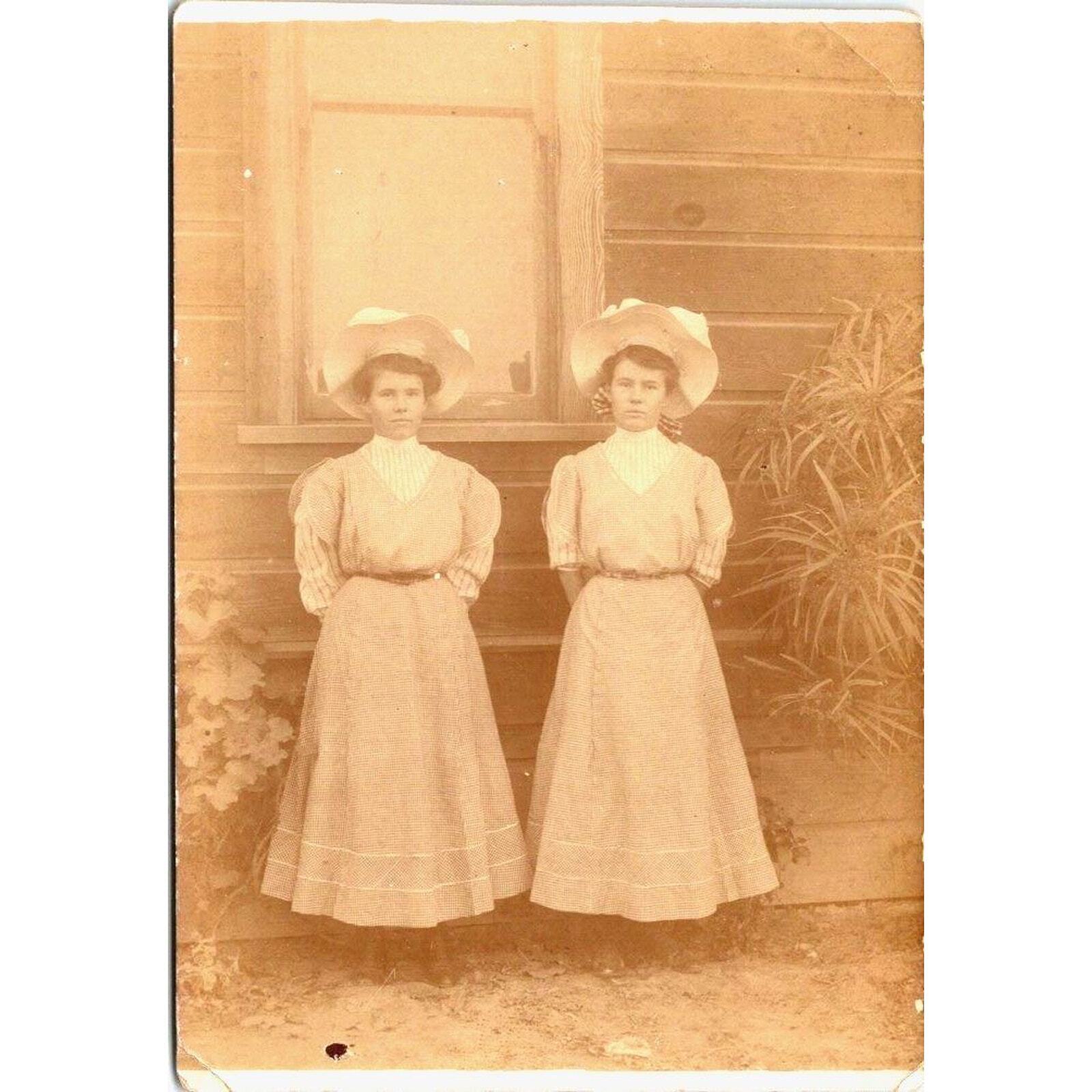 RPPC Two Woman Dressed Up With Big Hats Solio Vintage Postcard Real Photo