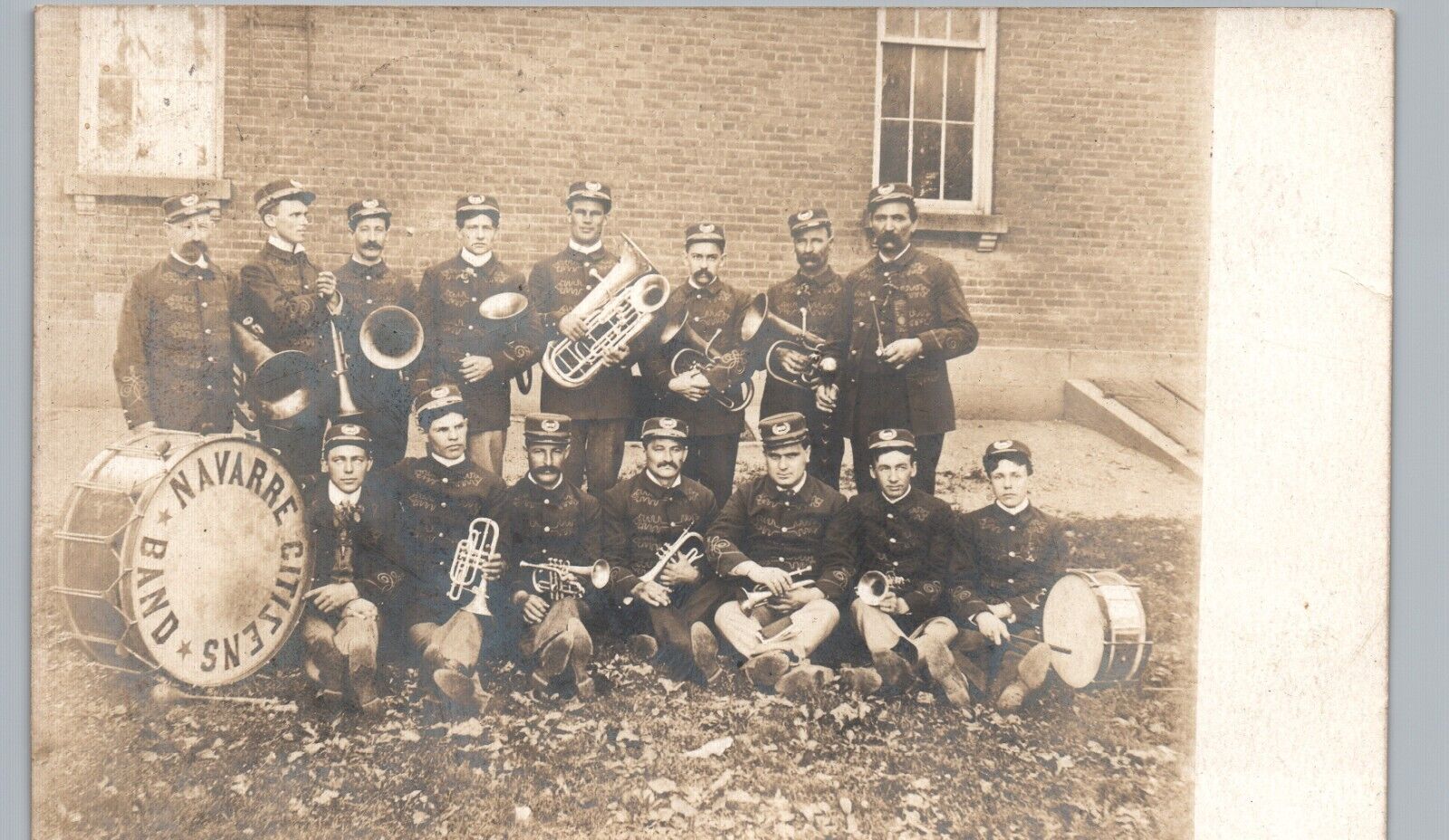 CITIZENS MARCHING BAND navarre oh real photo postcard rppc ohio parade music