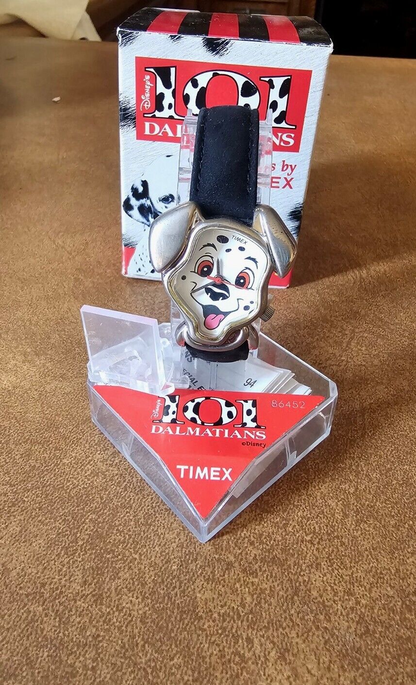 Vtg Timex Disney 101 Dalmatians Watch Women Silver Tone Lucky Dog 