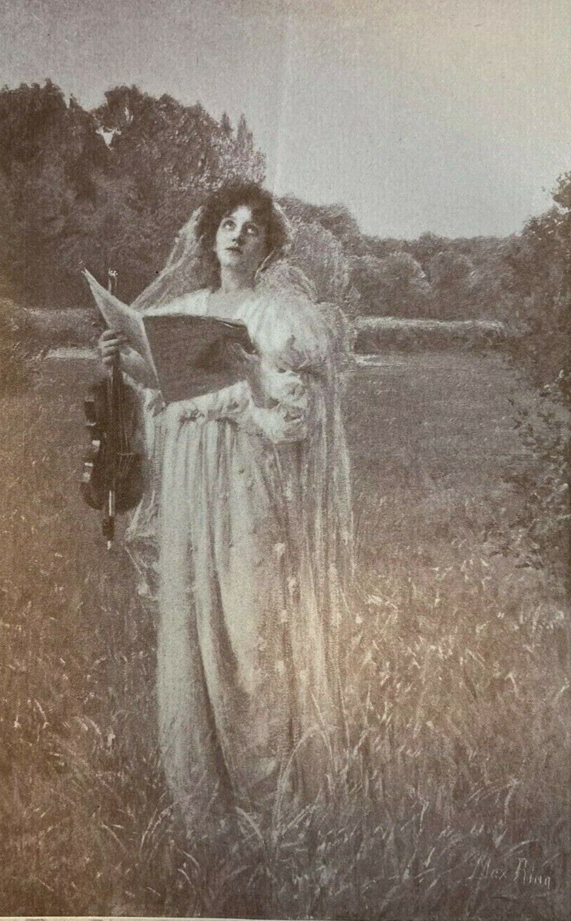 1898 Vintage Magazine Illustration The Evening Song