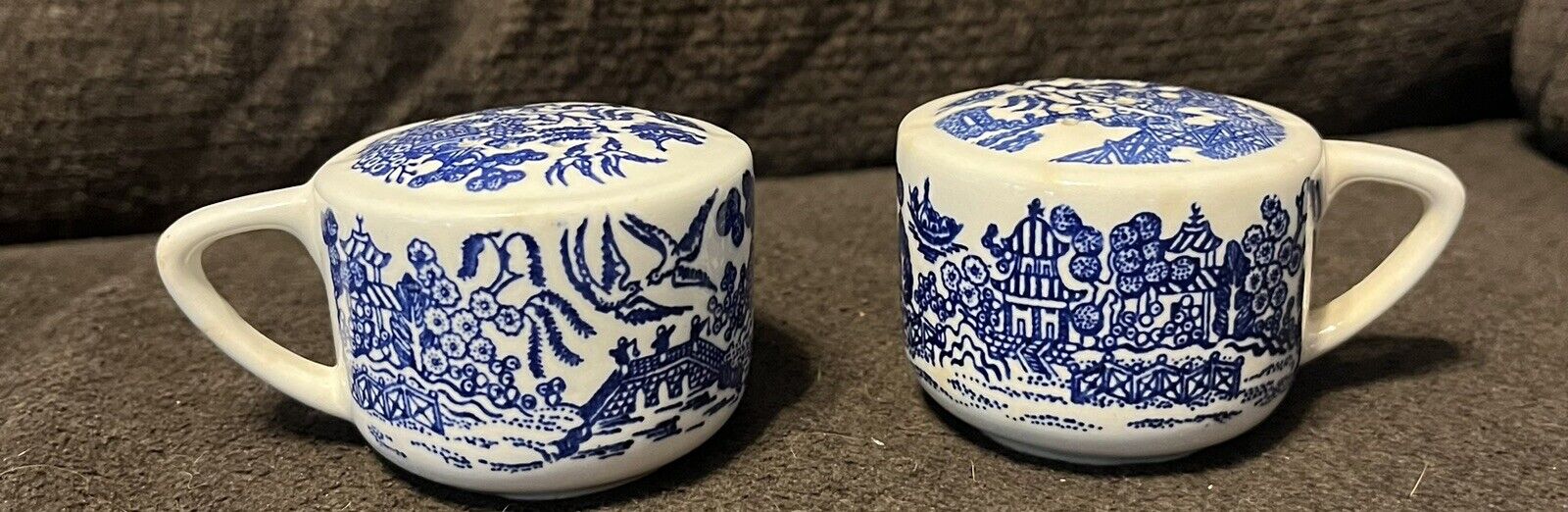 Vintage Blue Willow Ware by Royal China Salt and Pepper Shakers Blue and White