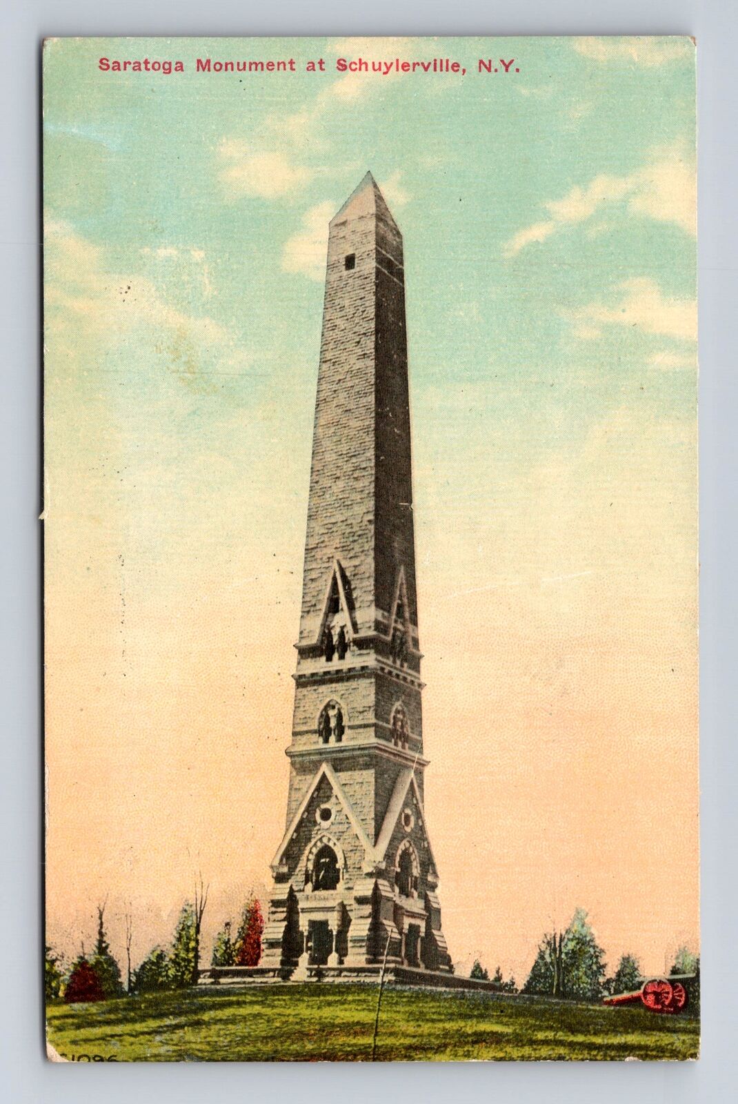 Schuylerville NY-New York, Saratoga Monument, Antique, Vintage c1912 Postcard