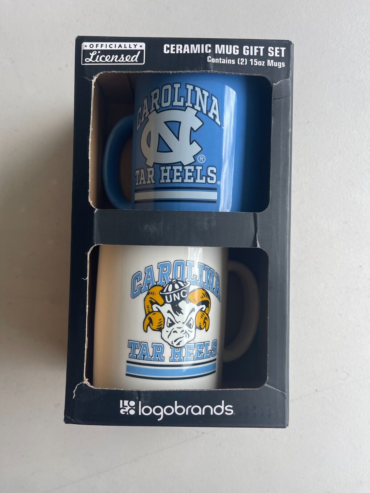 North Carolina UNC Tar Heels Coffee Mug New 15 OZ Mug 2-Pack Gift Set
