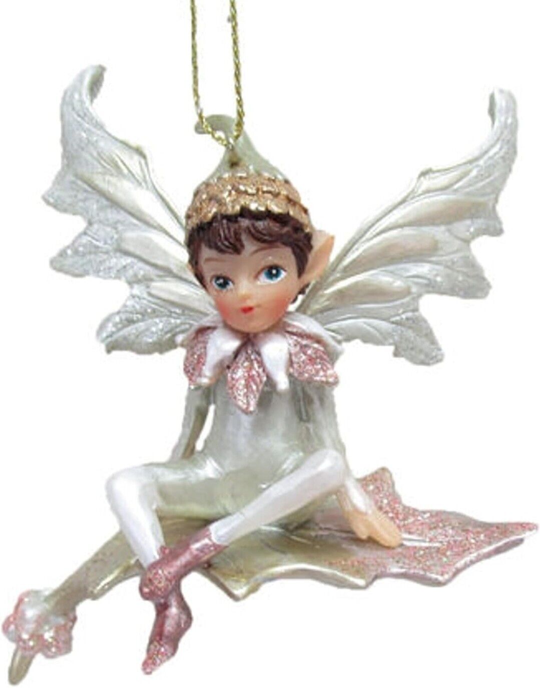 December Diamonds 79-81489 Resin Fairy on a Leaf Christmas Ornament 3.75\