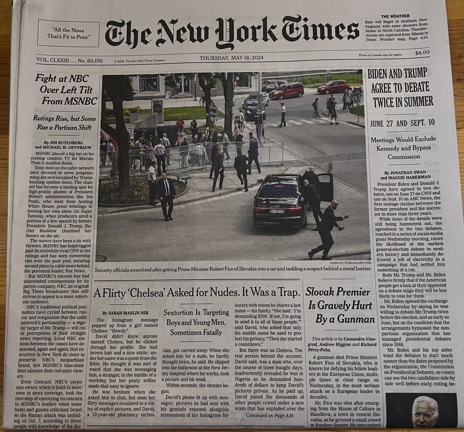 The New York Times Paper May 16 2024 Biden-Trump Agree to Debate Twice In Summer