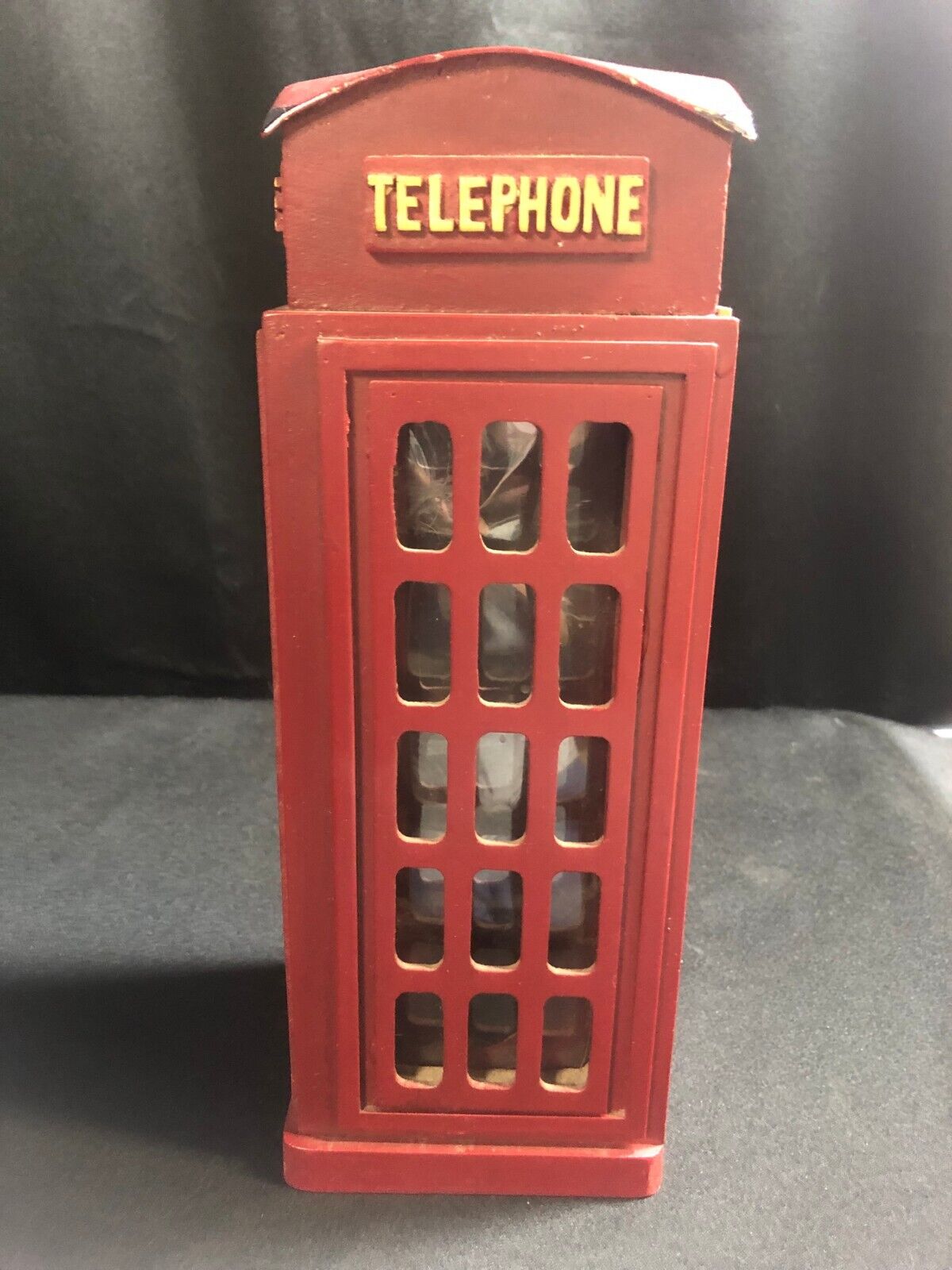 Telephone Booth Wooden Bank England London Red Collectible Size 12\