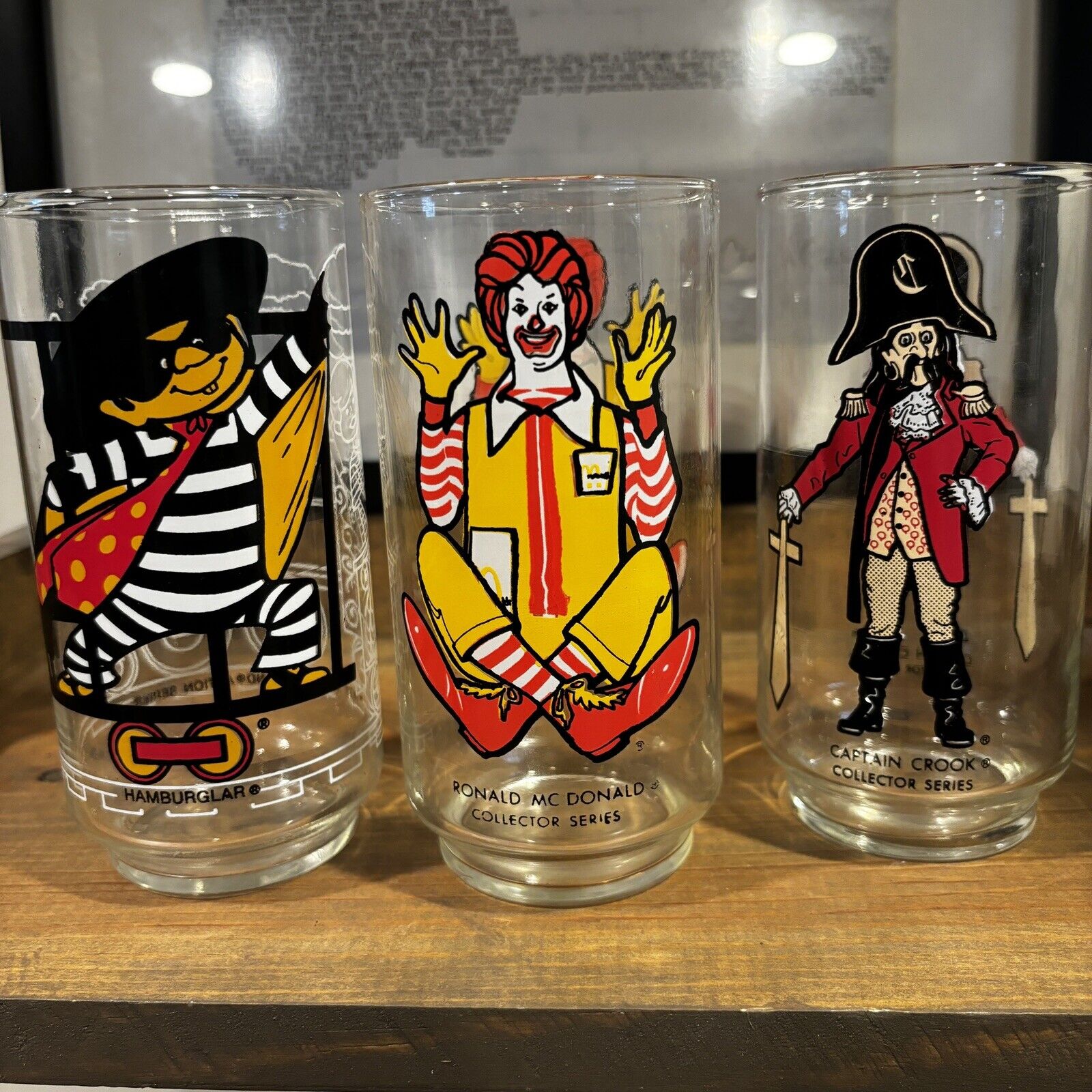 Vintage (3) 1977 Mcdonalds Collector Action Series Glasses