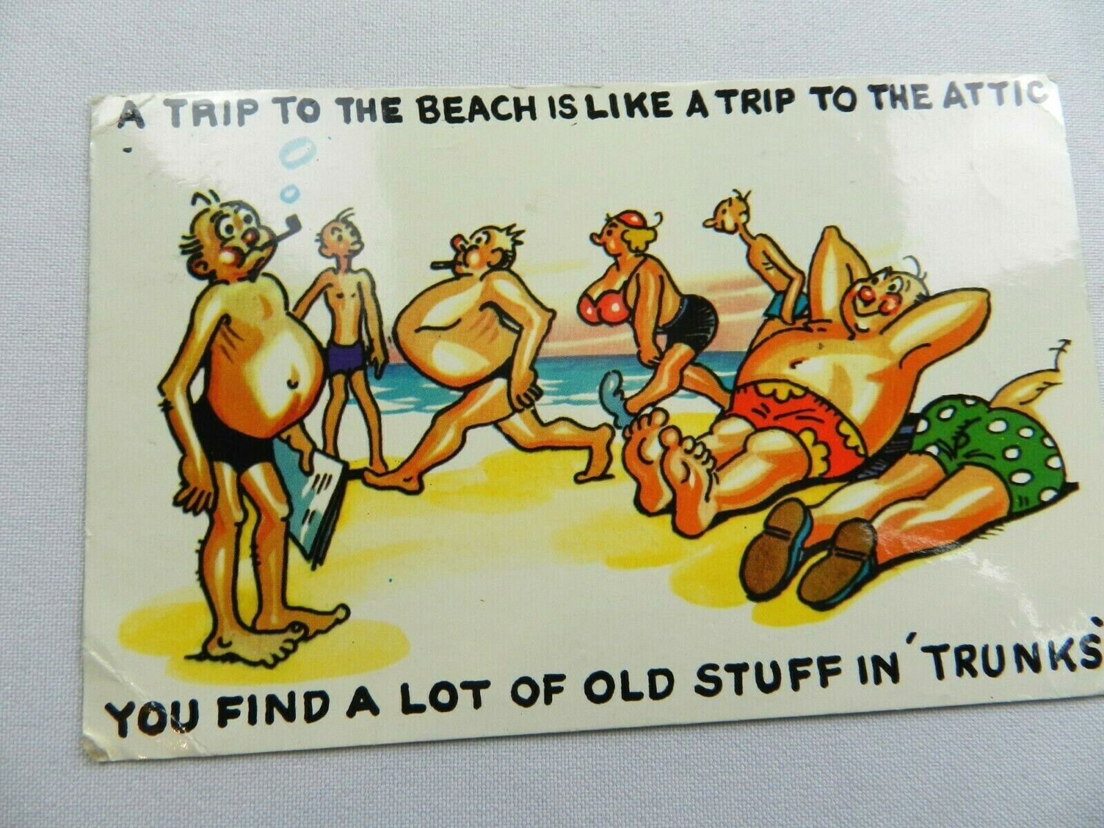 Trip to the Beach Like a Trip to the Attic Vintage Postcards Novelty Comic