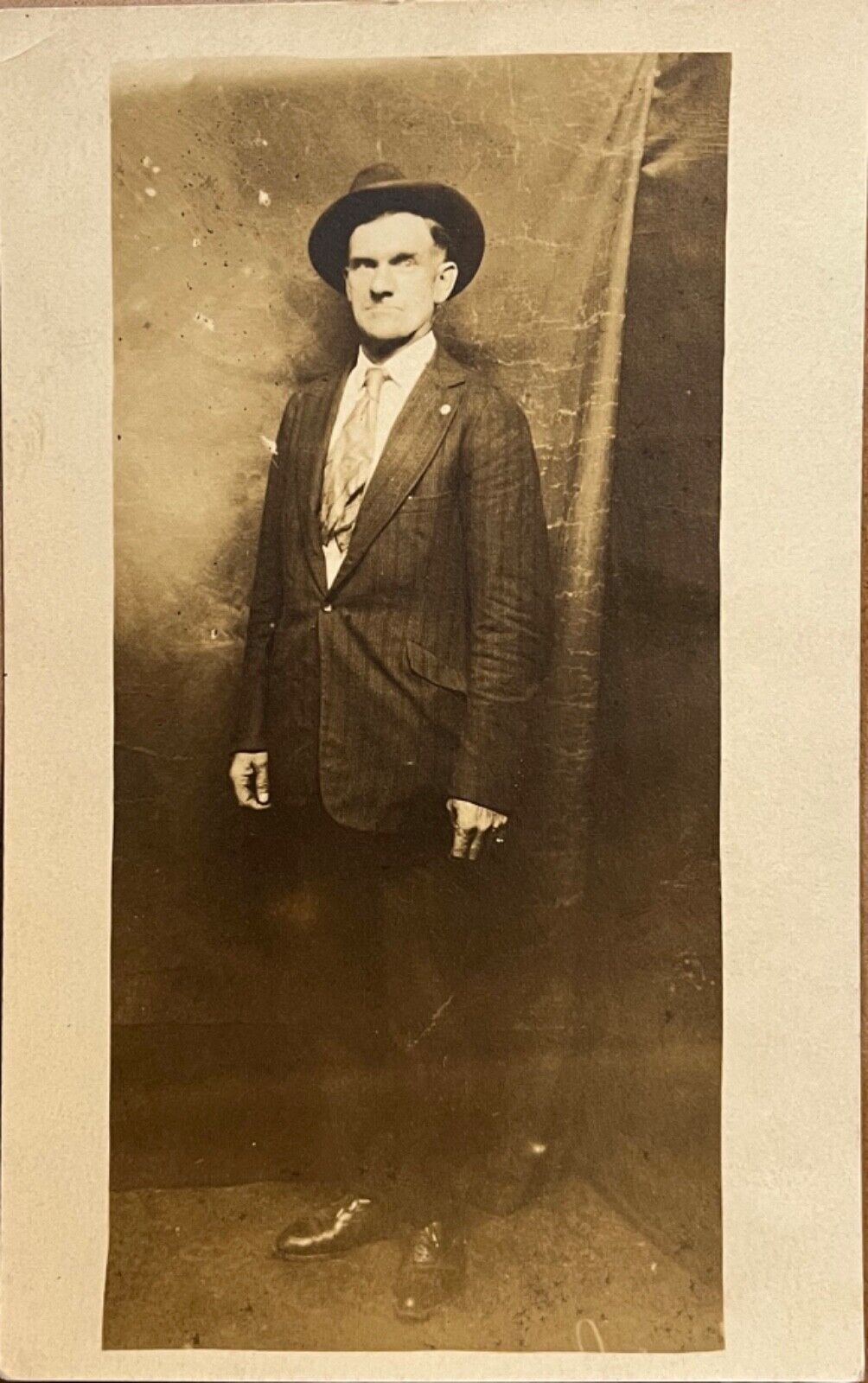 RPPC Gruff Older Man Charlie Sutton Antique Real Photo Postcard c1920