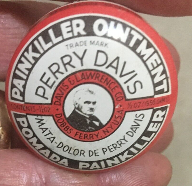 Vtg Perry Davis Painkiller Medicine Ointment Tin Eng & Spanish Sample Size Quack
