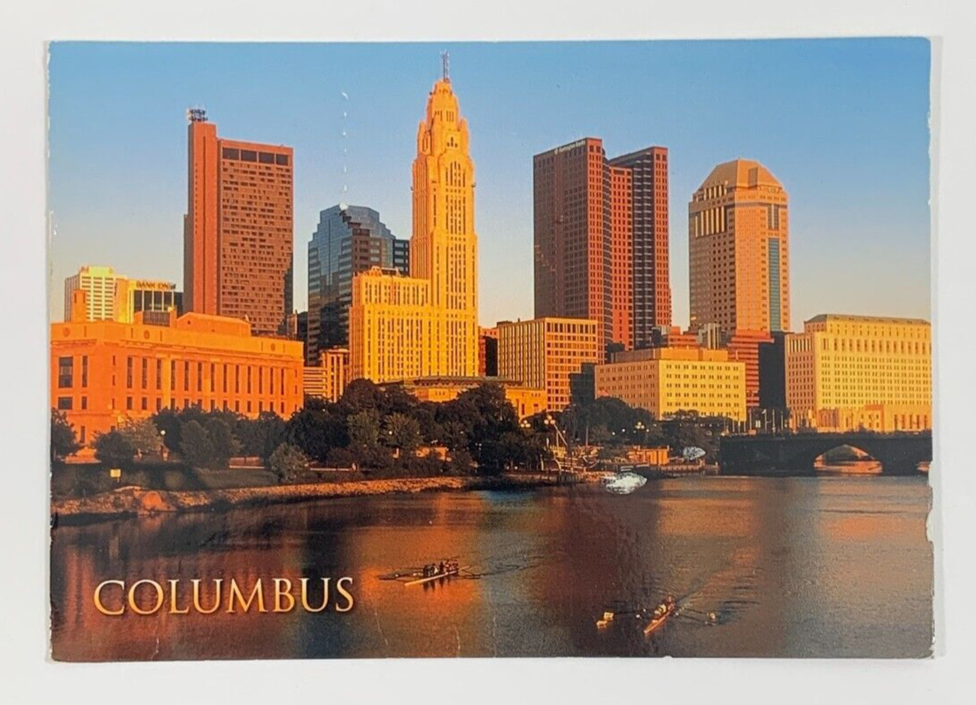 Downtown Columbus Rowing on the Scioto River Ohio Postcard Posted 2002