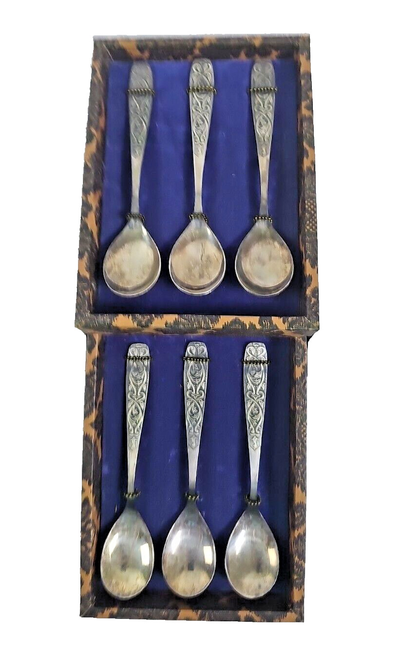 Vintage SILVER PLATED SET 6 Coffee spoons Melchior cupronickel SOVIET. USSR