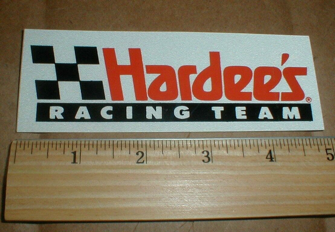 Vtg Old Hardee\'s Racing Team Fast food Restaurant racing Decal Sticker NASCAR