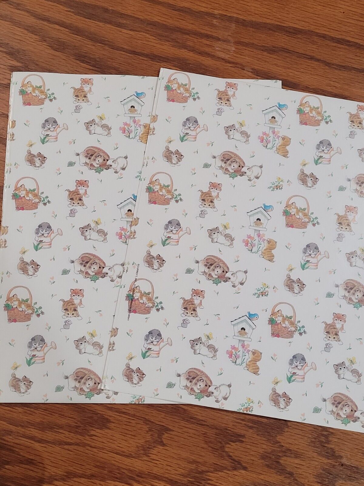 Vintage Current Giftwrap / Wrapping Paper - Kittens & Birds 30