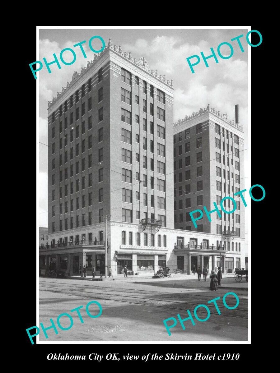 OLD LARGE HISTORIC PHOTO OF OKLAHOMA CITY OK VIEW OF THE SKIRVIN HOTE c1910