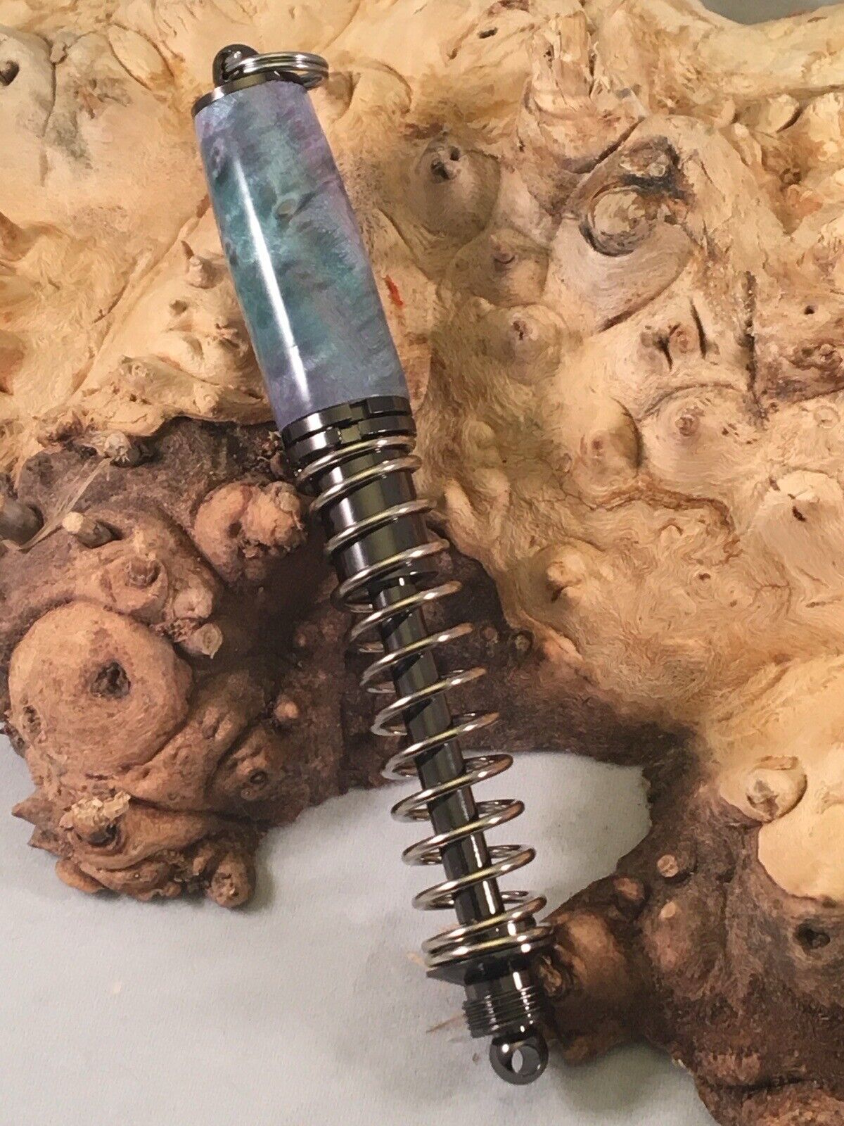 Handmade - Hand Turned Double Dyed  Dyed Stabilized Maple Burl Spring Pen