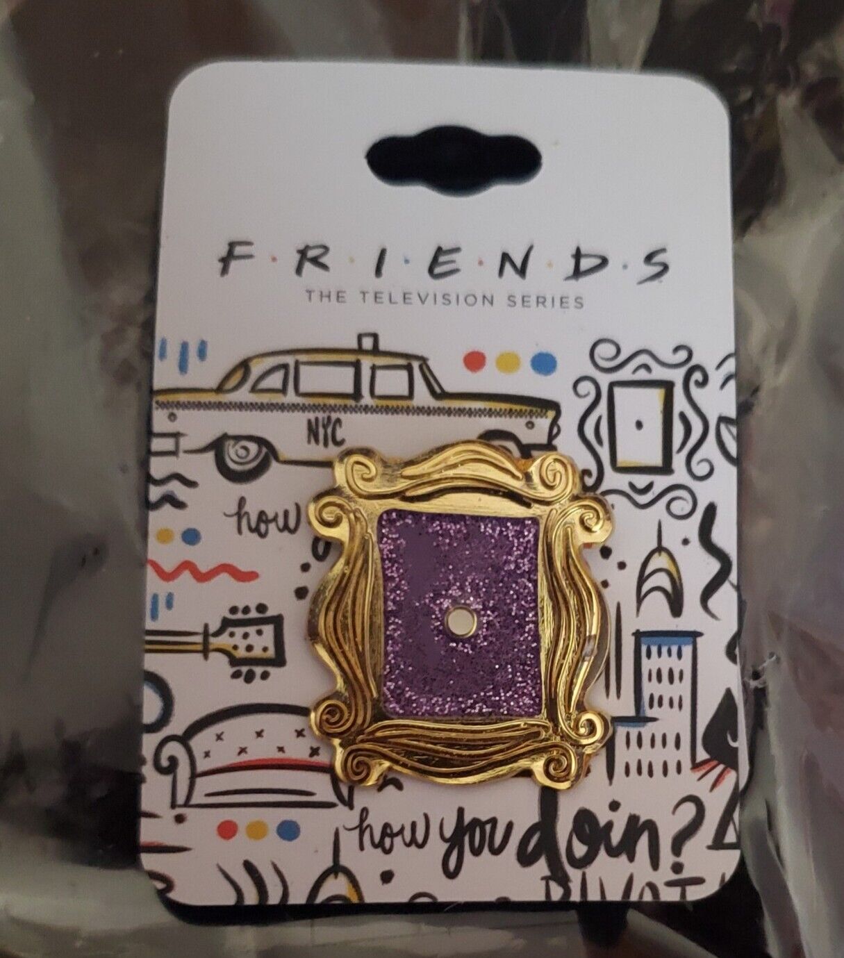 Friends Enamel Pin: Monica\'s Purple Door with Gold Frame Glittery NWT