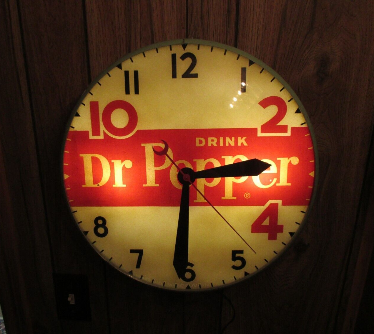 Vintage Swihart Dr PEPPER Light Up Clock 10/2/4  Bubble Glass Soda Works ~ LQQK