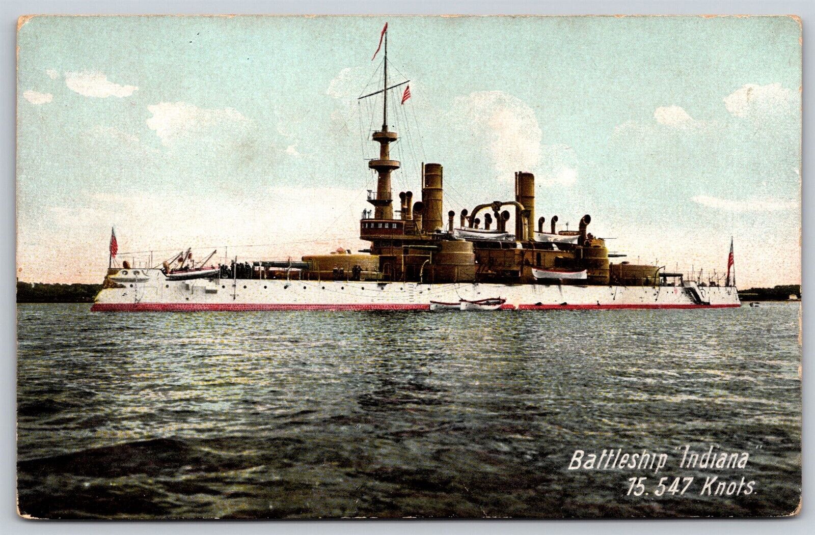 Postcard Battleship Indiana 15.547 knots military ship C28