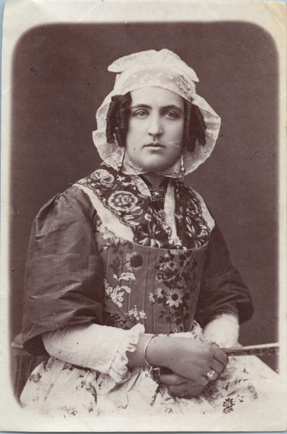 France, Arlesienne in typical costume, vintage print, ca.1890 vintage print 