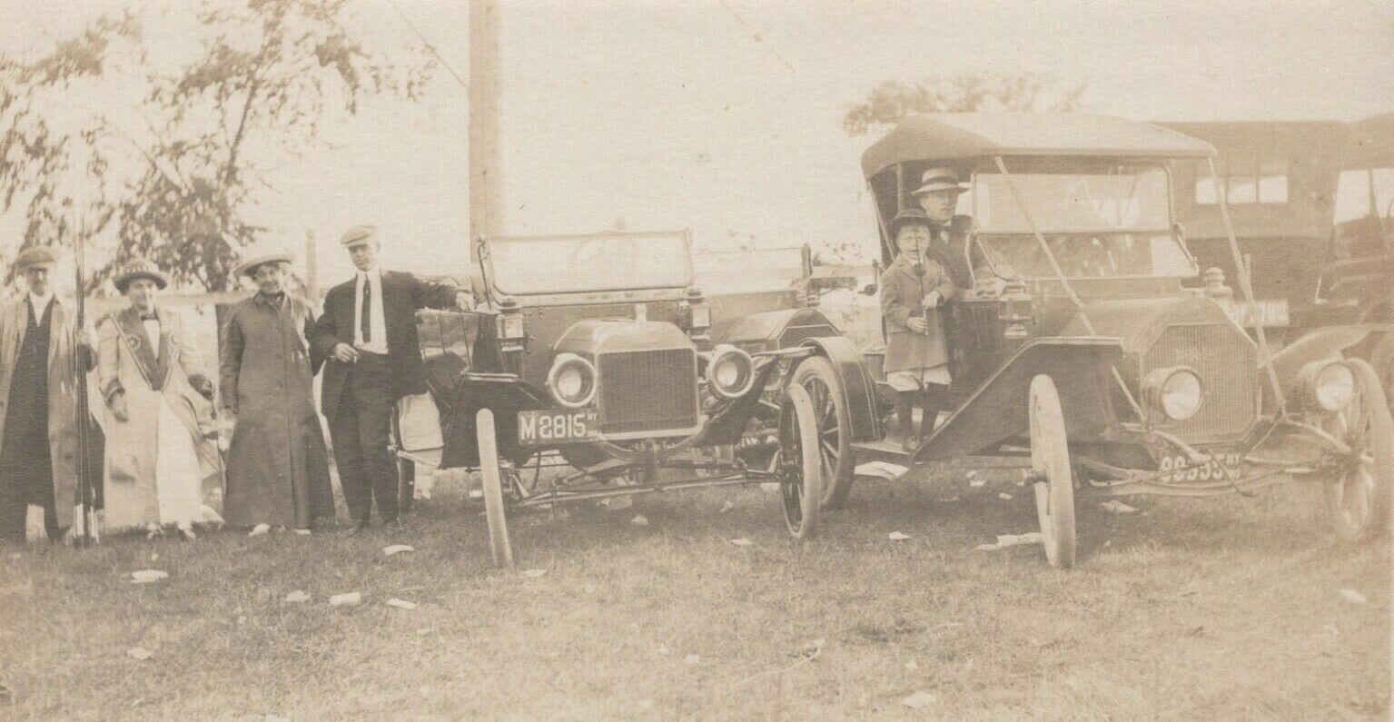 Classic Car Automobiles Gentleman And Cute Young Boy Real Photo Vintage Postcard
