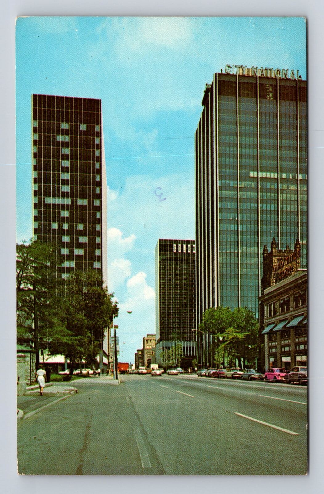 Columbus OH-Ohio, Main Business Area in Downtown, Antique Vintage Postcard