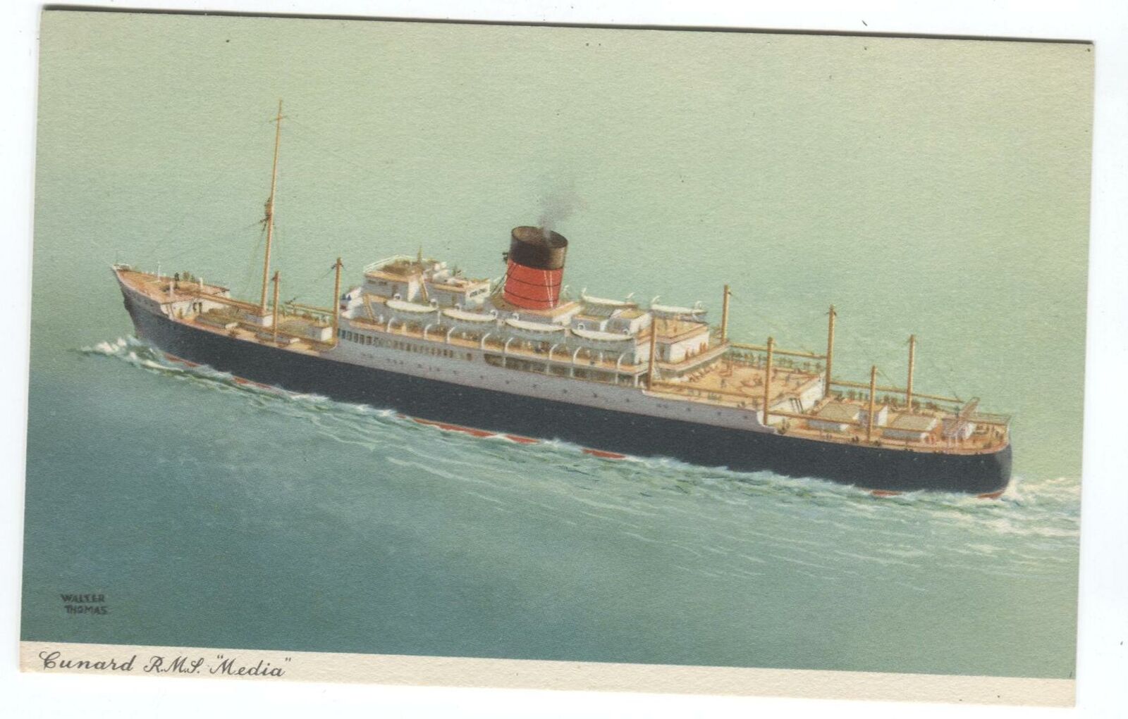 Postcard Ship Cunard RMS Media 