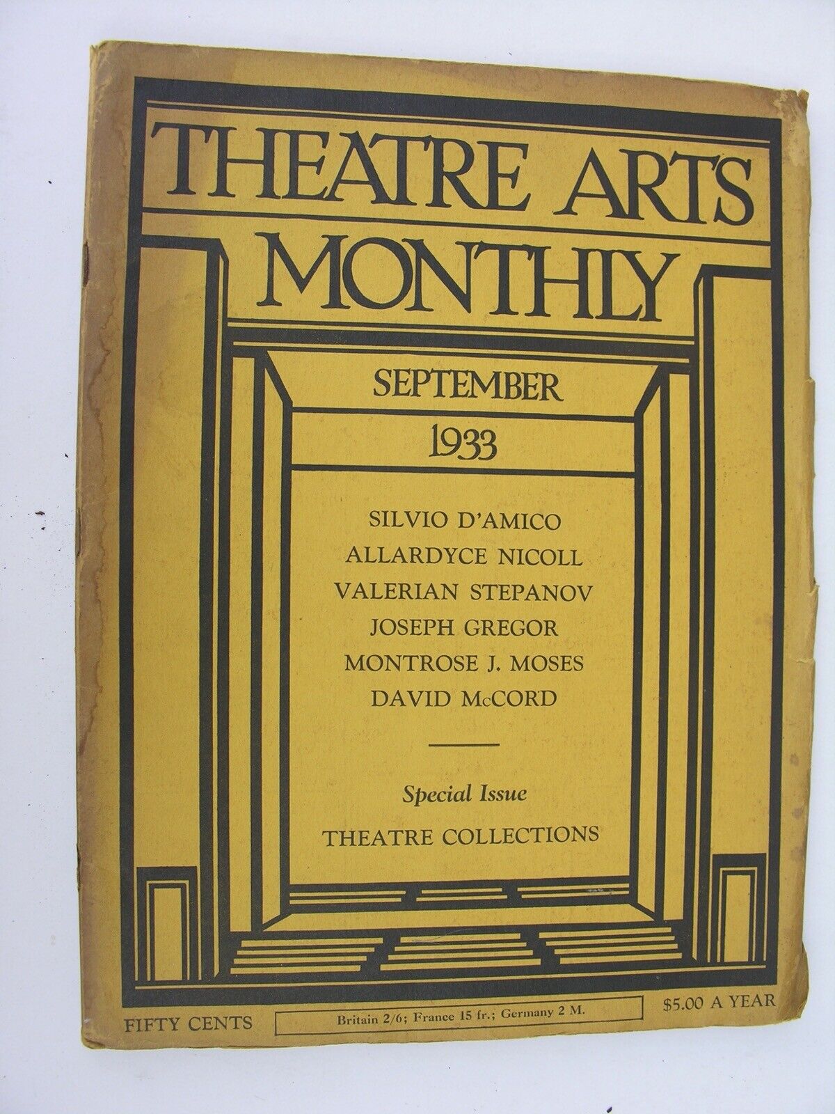 THEATRE ARTS MONTHLY Sept 1933 Museums & Collections Mary Ellis Lillian Gish