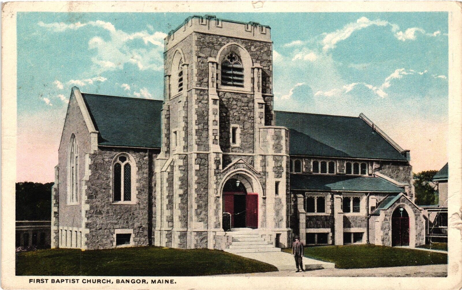 1921 First Baptist Church Bangor Maine ME Vintage Postcard Posted WB