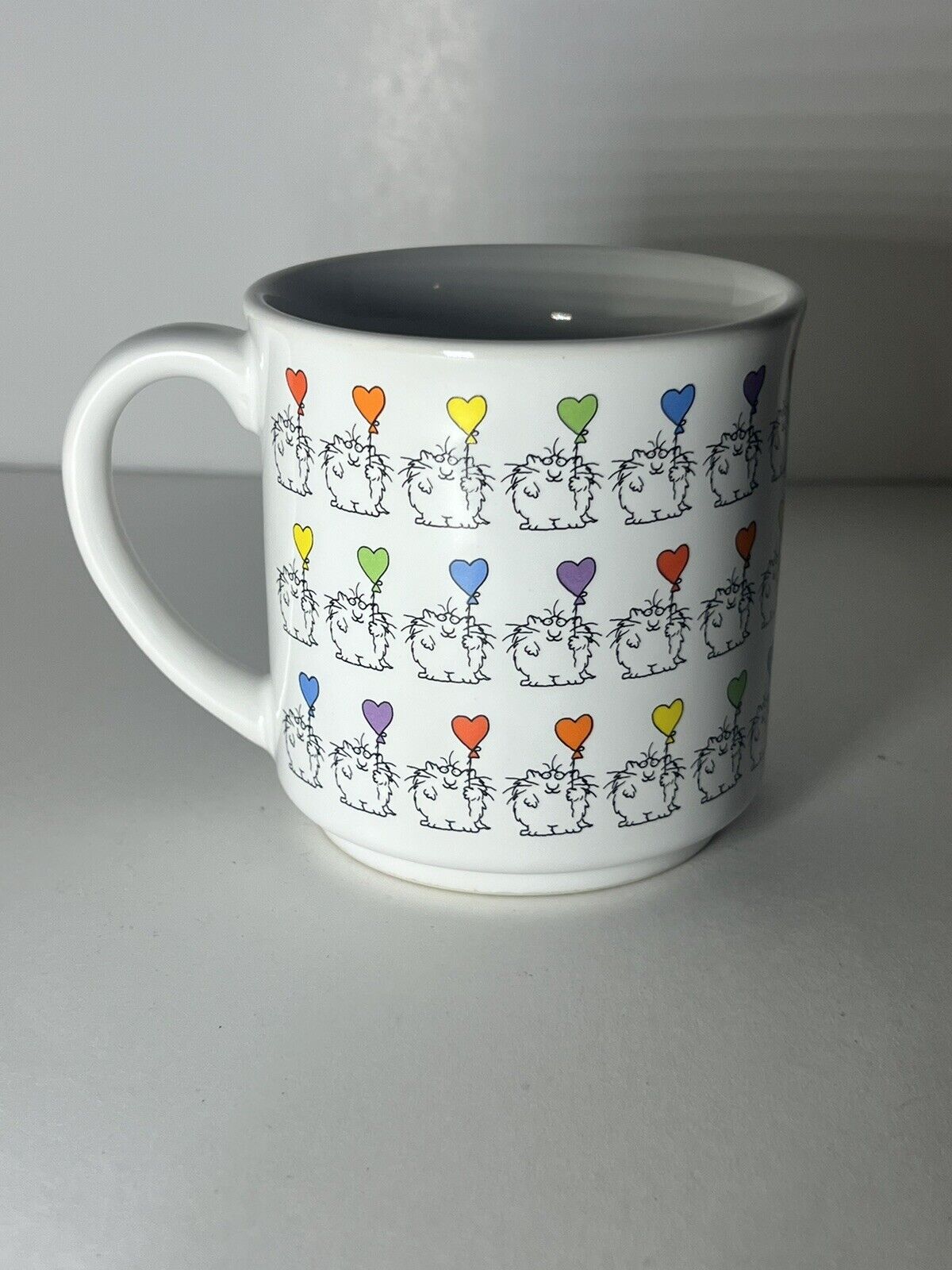 VTG Sandra Boynton Coffee Tea Mug Cats w/Balloons Rainbow Pride 