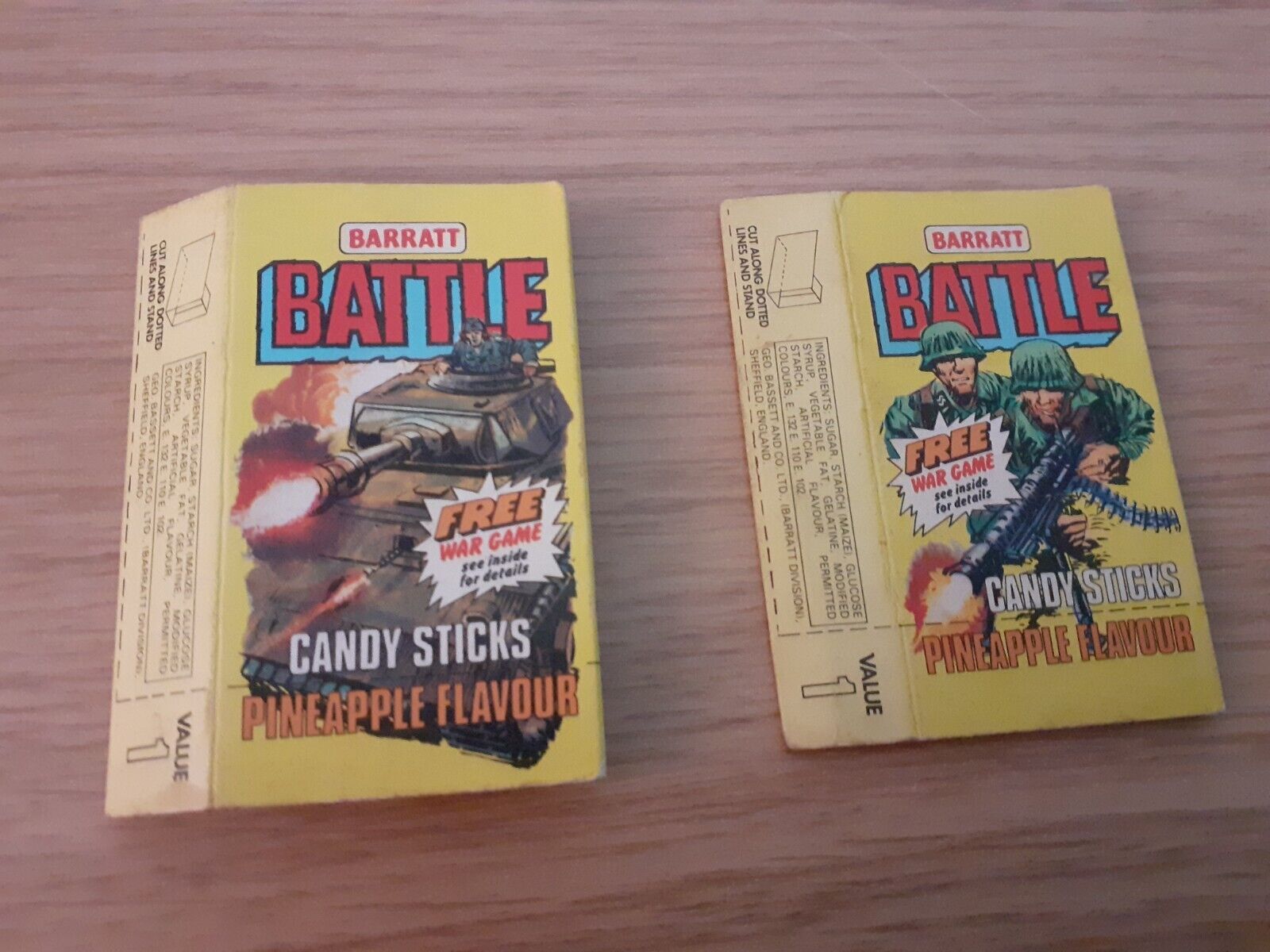 Original 1980\'s Barratt Battle Candy sticks Packets x 2