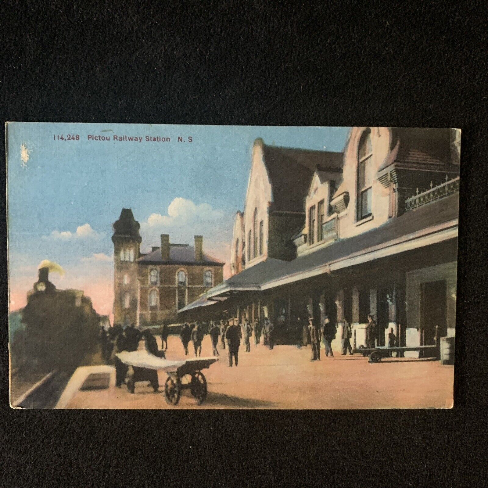 PICTOU Nova Scotia Postcard 1910s Railway Station. Collotype UNP France
