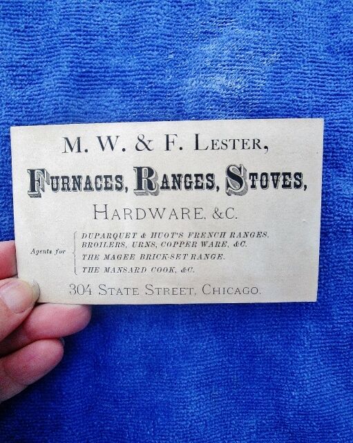 c.1874 M.W.&F. LESTER, Antique Furnaces Ranges Stoves: DUPARQUET HUOT Chicago IL