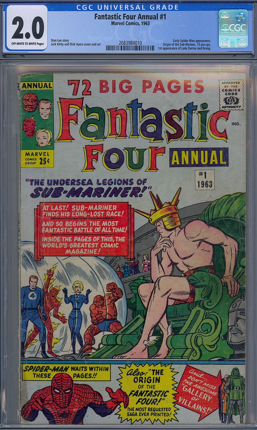 FANTASTIC FOUR ANNUAL #1 CGC 2.0 1ST KRANG AND LADY DORMA