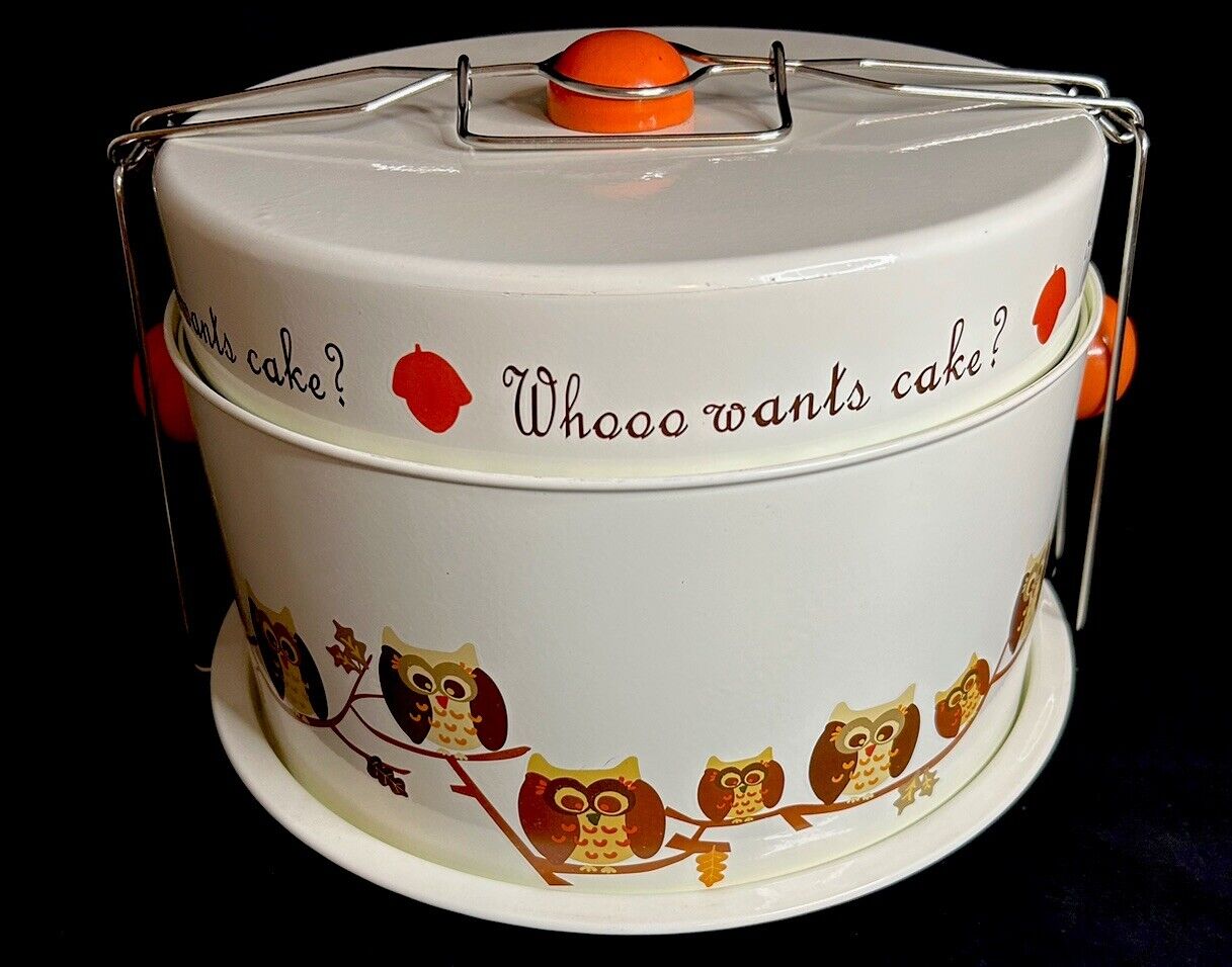 Cute Owls Double Cake & Cupcake Carrier/Storage, “Whooo Wants Cake?” (4 pc)