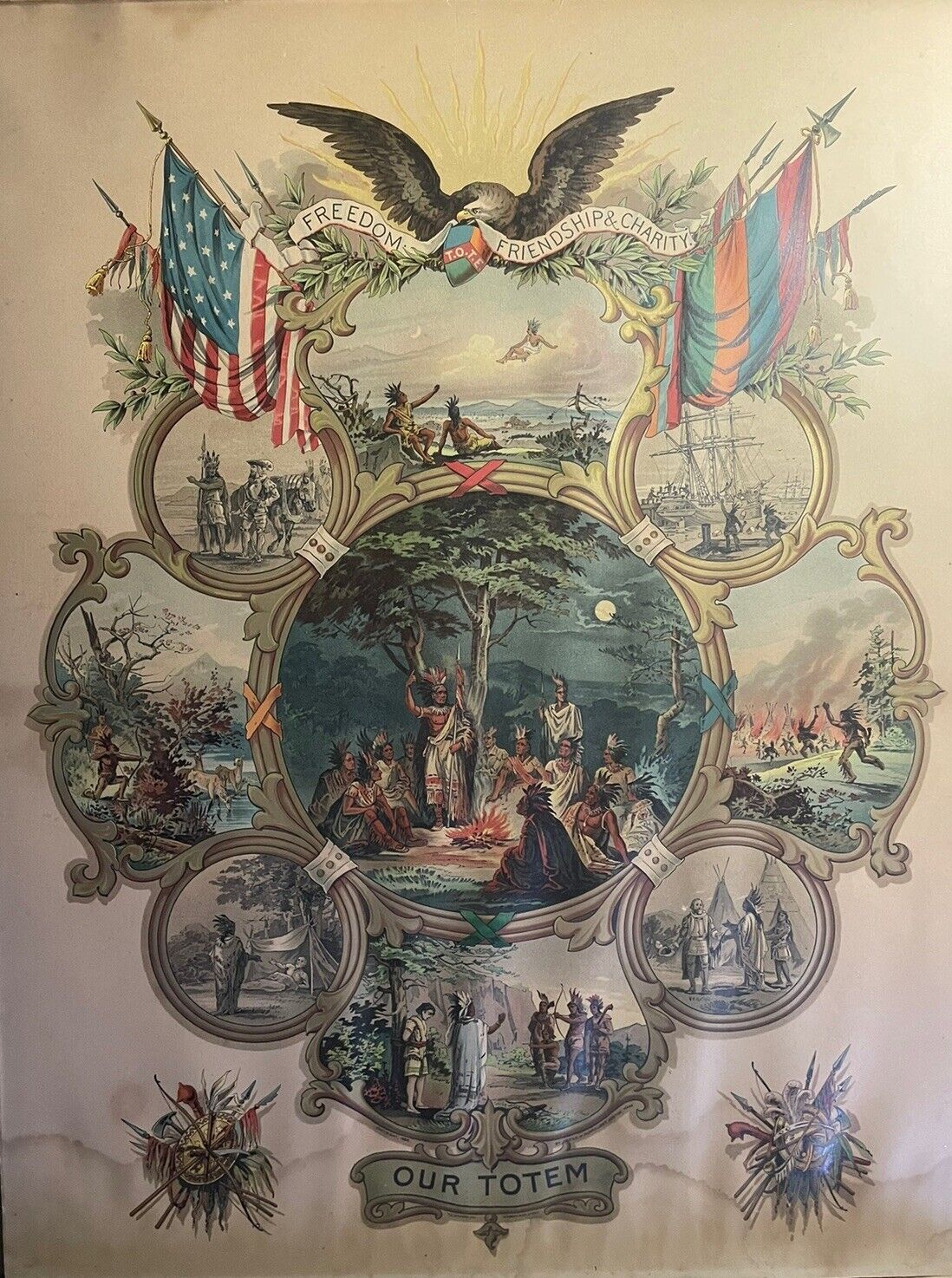 Improved Order Of Red Men Our Totem Original Poster 1888 Sons Of Liberty