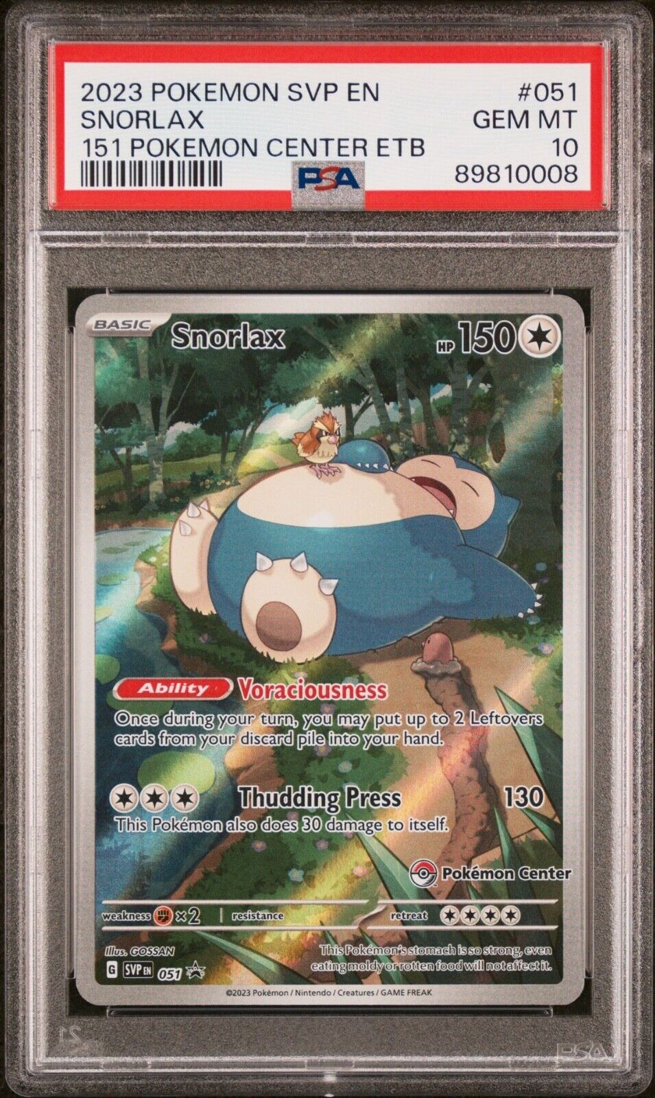 PSA 10 - Pokemon Center Stamped SVP 051 Snorlax - 151 ETB Promo - Gem Mint 10