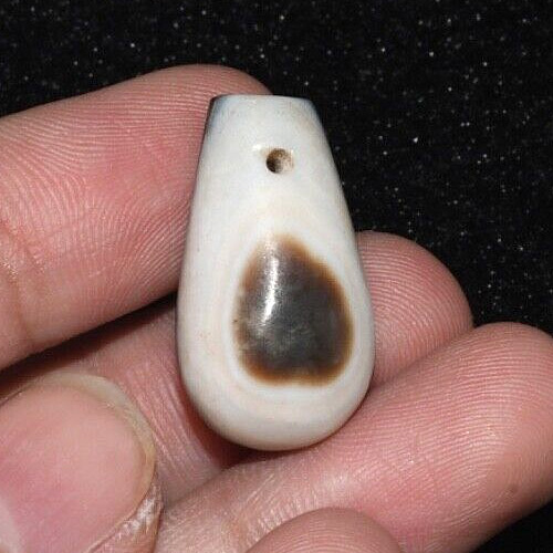 Genuine Ancient Bactrian Banded Agate Stone Eye Bead Amulet Pendant