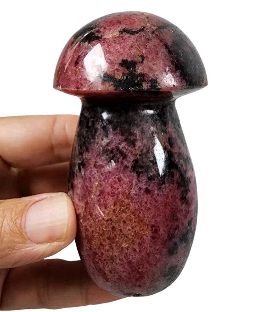 Rhodonite Crystal Polished Mushroom Stone 272 grams.