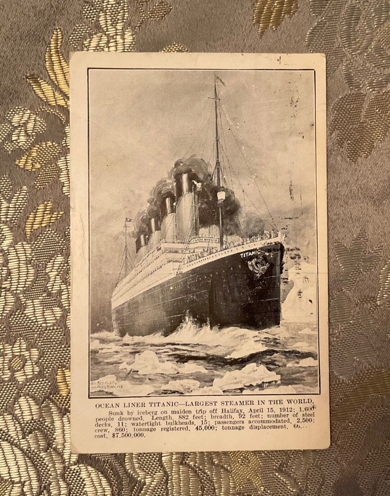 TITANIC POSTCARD SENT JUNE 14, 1912 STAMP POSTMARK WHITE STAR LINE DISASTER RARE