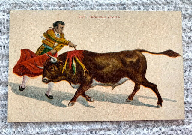 Vintage Antique, Bull fighting, Matador, Estocada A Volapie 2693, E H Mitchell