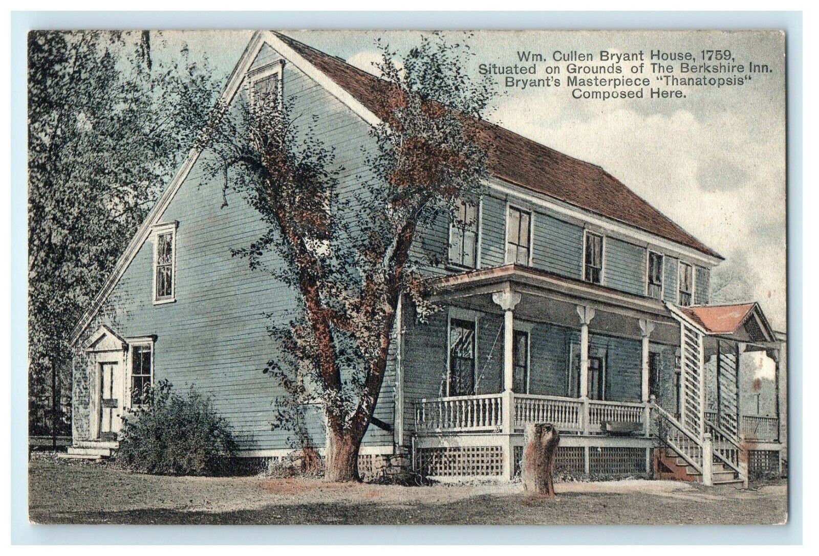 1909 Wm. Cullen Bryant House Great Barrington Massachusetts MA Antique Postcard