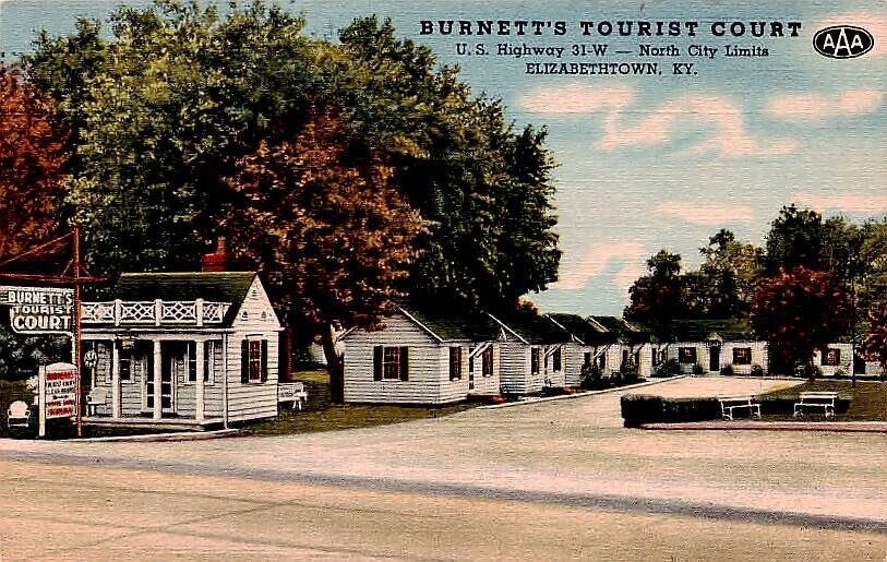 Postcard Burnett\'s Tourist Court Elizabethtown Kentucky
