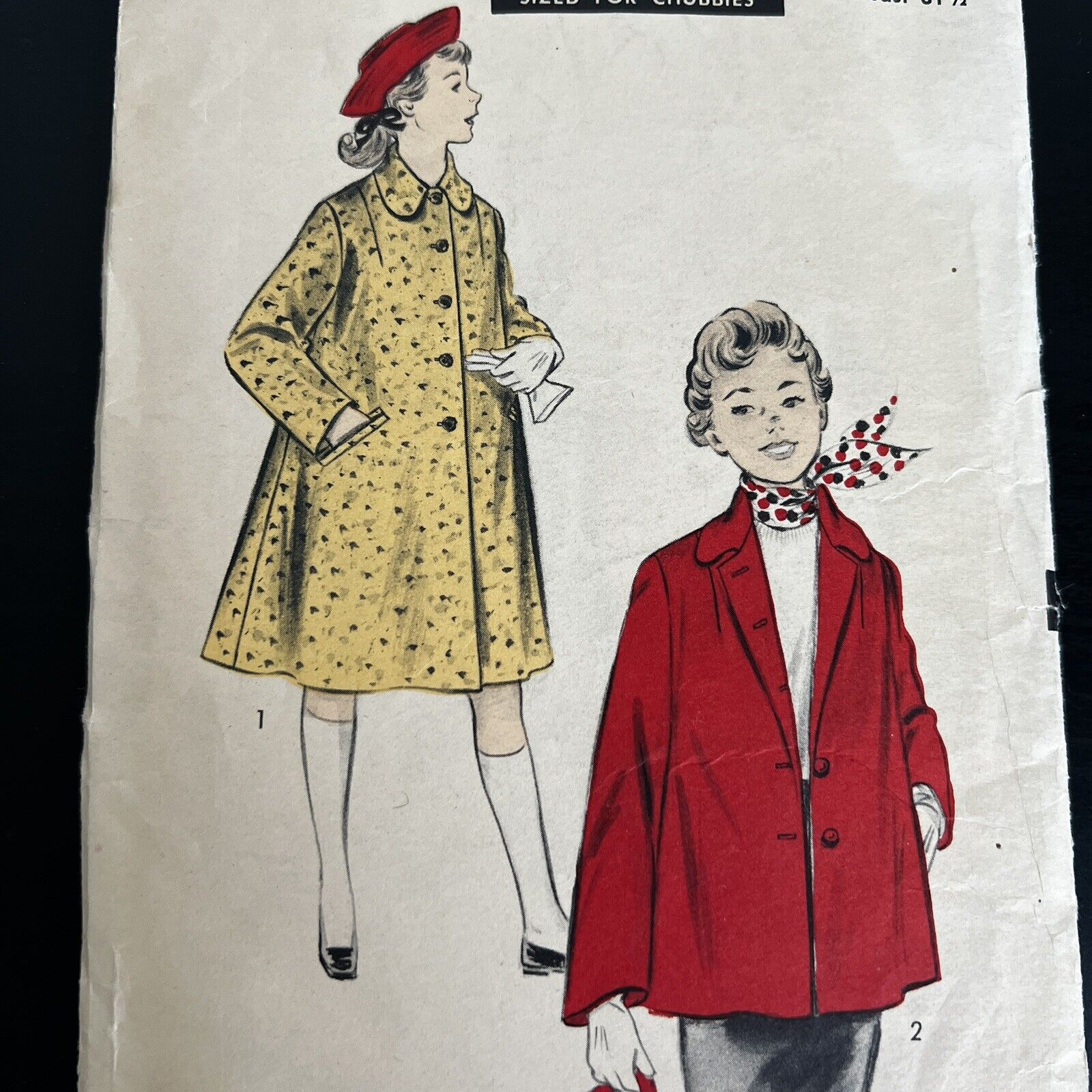 Vintage 1950s Advance 7035 Girls Flared Coat + Shortie Sewing Pattern 10.5 USED