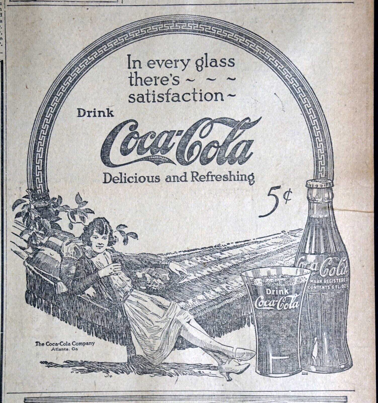 Lot of 3 - 1922 Burlington Vermont Newspaper Pages Containing Coca Cola Ads