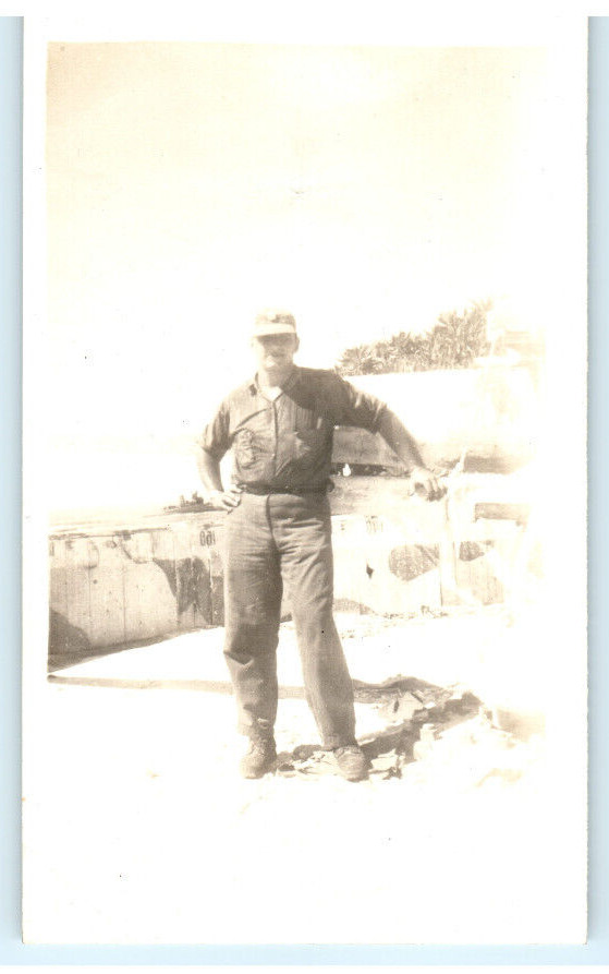 Vintage Photo 1945, US Army Soldier on Pacific Beach 1, 4.5x3